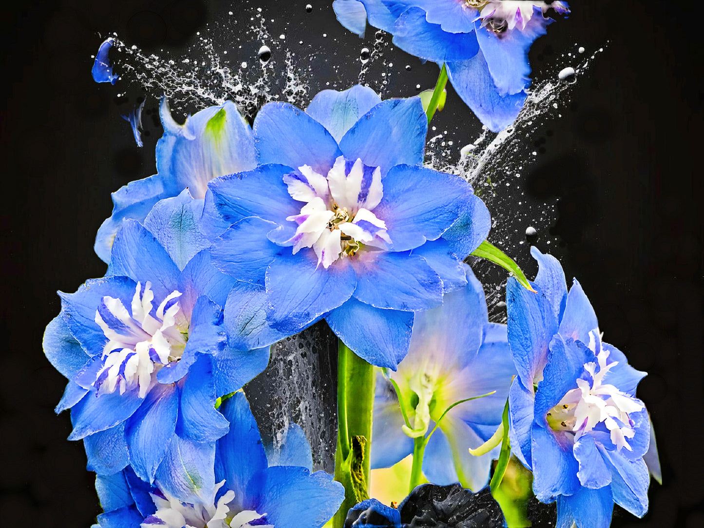 Blossoms on Black - Delphinium